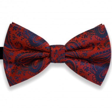Papion rosu, elegant, model paisley albastru inchis Luxury Line